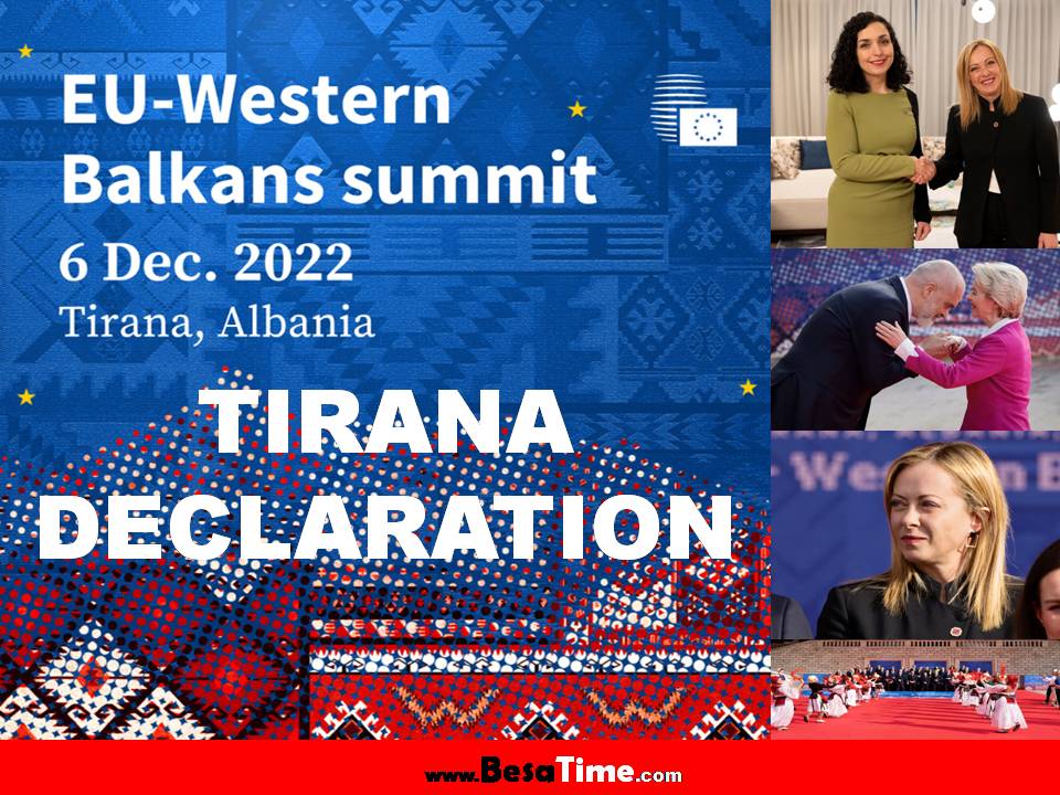 TIRANA DECLARATION: EU-WESTERN BALKANS SUMMIT, 6 DECEMBER 2022
